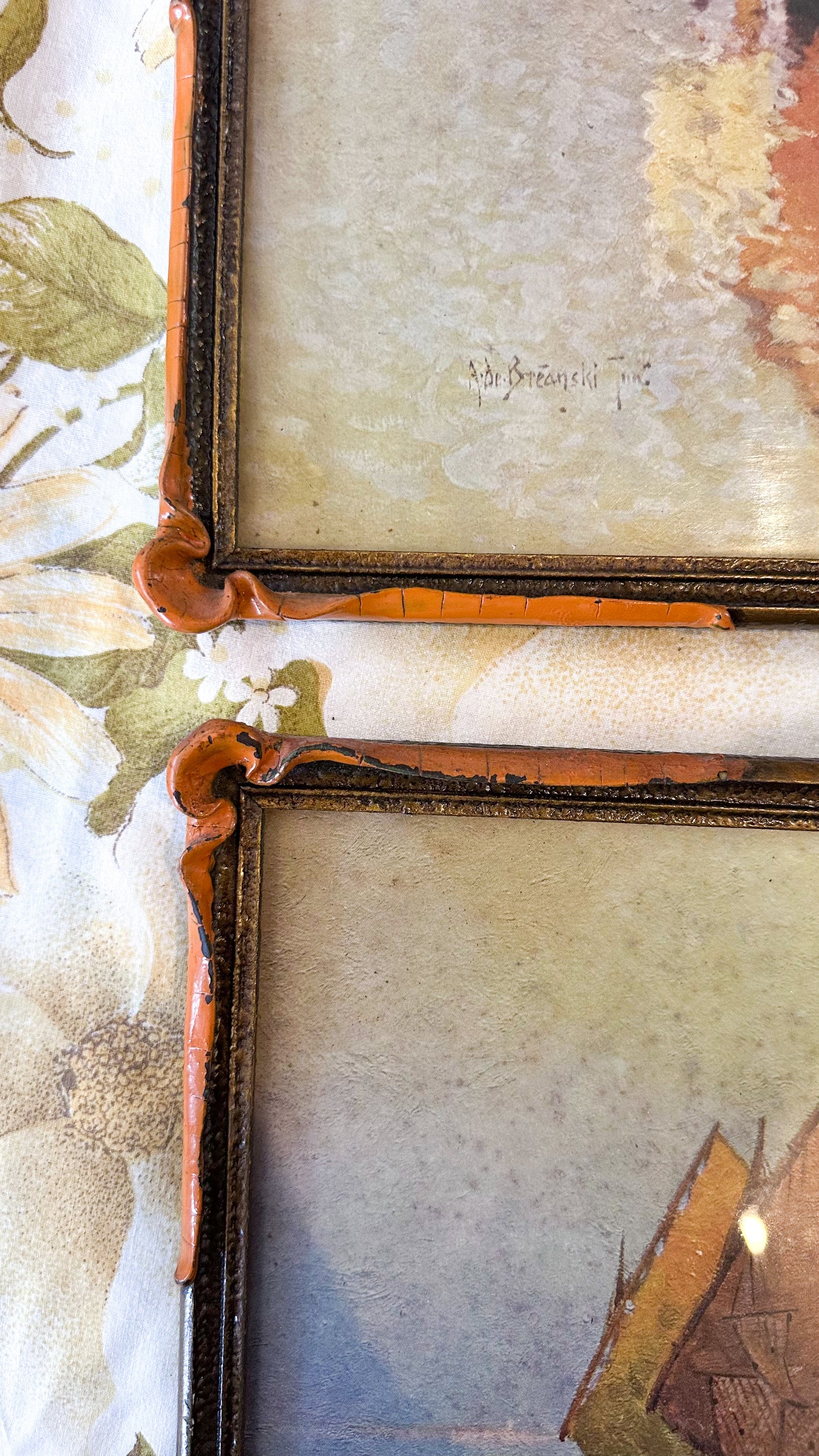 Vintage Venetian Boat Prints by A. De Breanski Jnr: Framed Set of Two